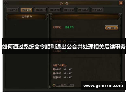 如何通过系统命令顺利退出公会并处理相关后续事务